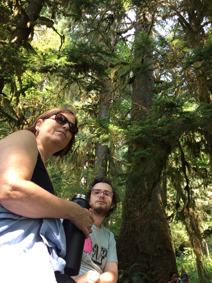 Hiking up the Hoh River.